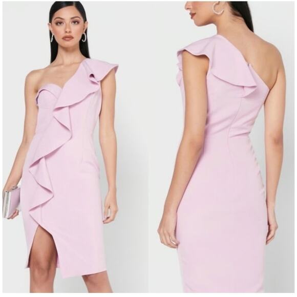 Lavish Alice One Shoulder Ruffled Corset Dress Cocktail Party - Picture 2 of 11